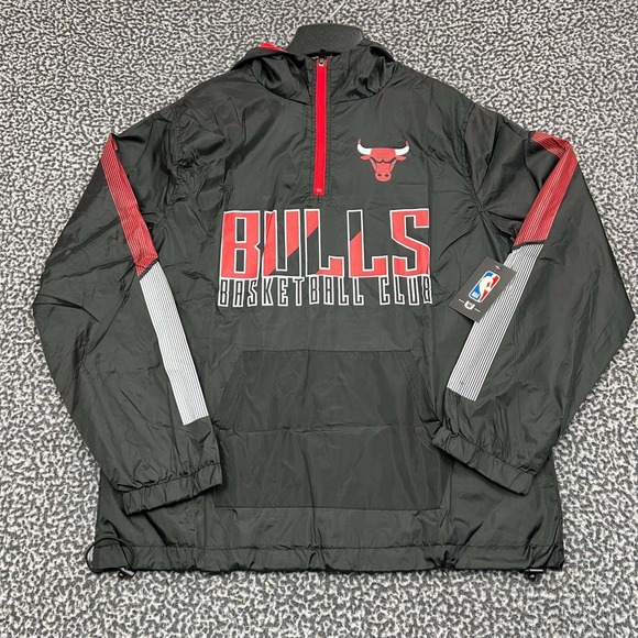 Chicago Bulls Windbreaker Jacket Men Small NBA 1/4‎ Zip Long Sleeve New S - Picture 1 of 7